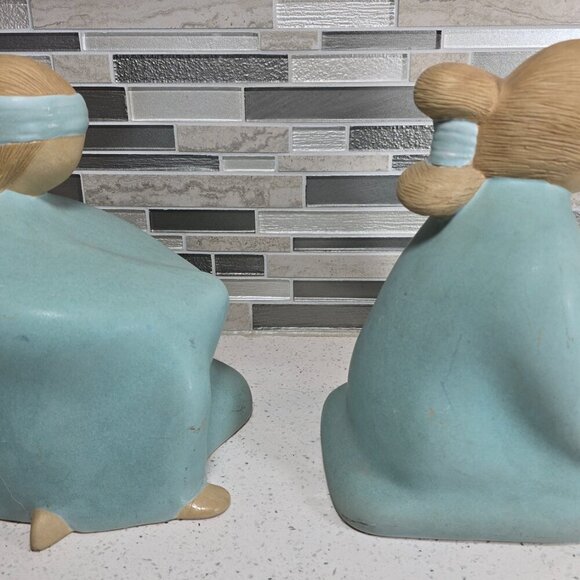 Vintage 80's - Jack Black Navajo Sculptures Pottery Figures Blue - Signed Set - Picture 2 of 8